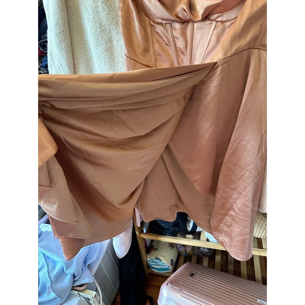 Miss Circle Brigid Coffee Satin Corset Dress Size XL - Picture 12 of 16